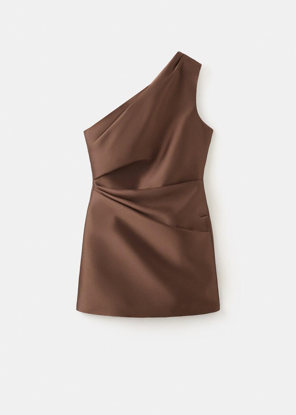 Brown Asymmetric Draped Gown, Brown, large image number 6