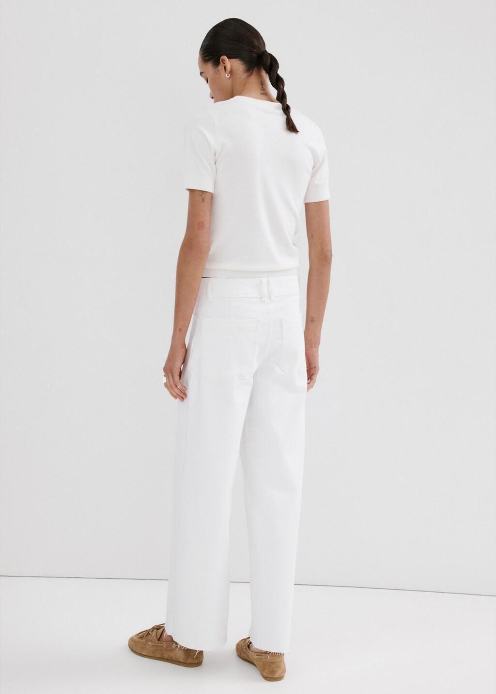 White Catherin Culotte High-Rise Jeans, White, medium