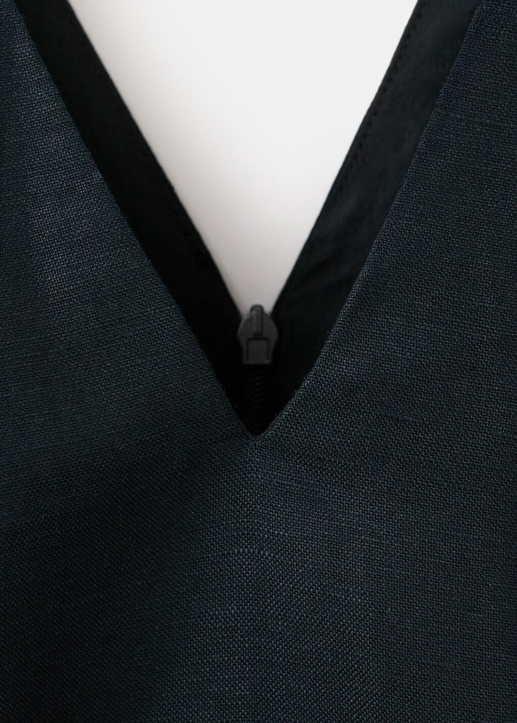 Navy Cotton Linen Peplum Top, Navy, large image number 1