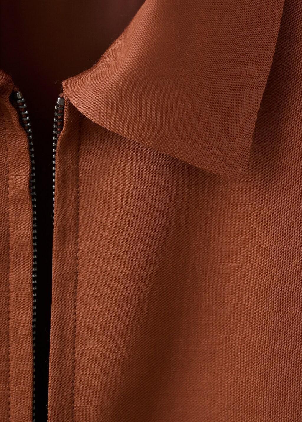 Brown Linen-Blend Jacket With Pockets, Rust - Copper, large image number 1