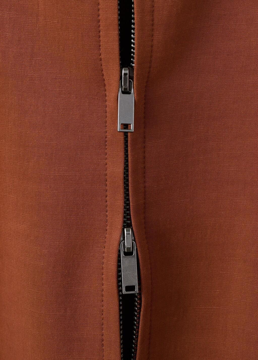 Brown Linen-Blend Jacket With Pockets, Rust - Copper, large image number 4