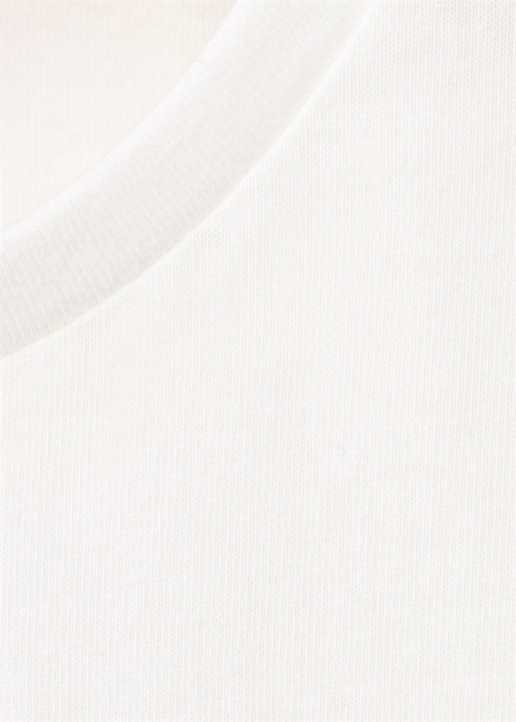 White Embroidered Cotton T-Shirt, Kids Girl, Natural White, medium