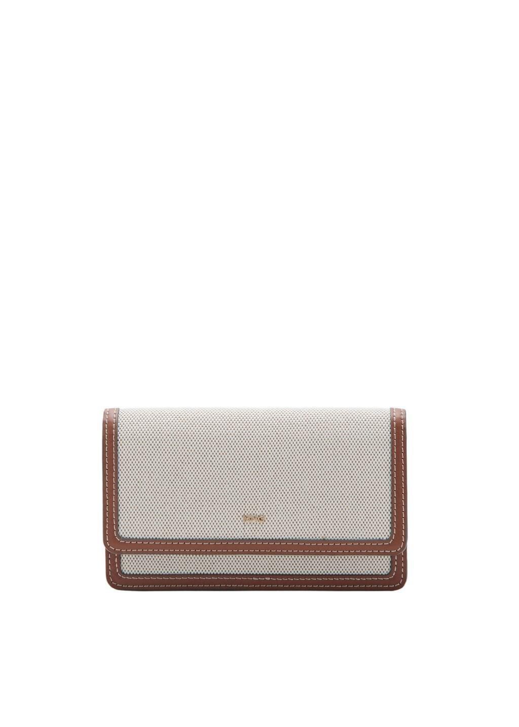 LIGHT BEIGE Canvas wallet with contrasting flap, Light Beige, medium