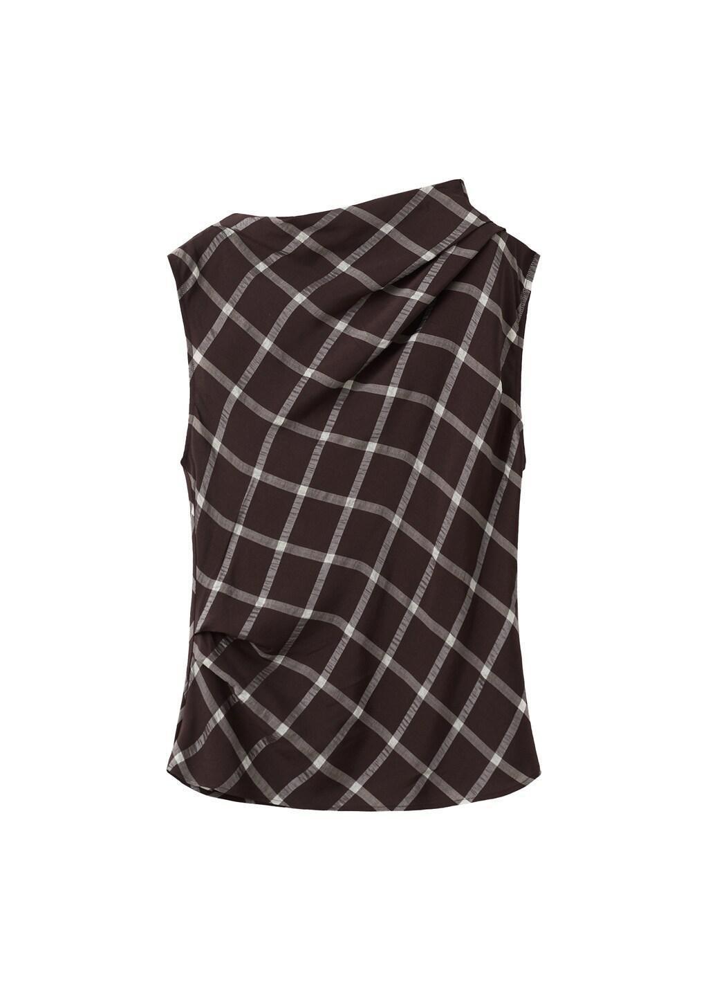 Burgundy Fitted Top With Draped Neckline, Dark Red, large image number 6