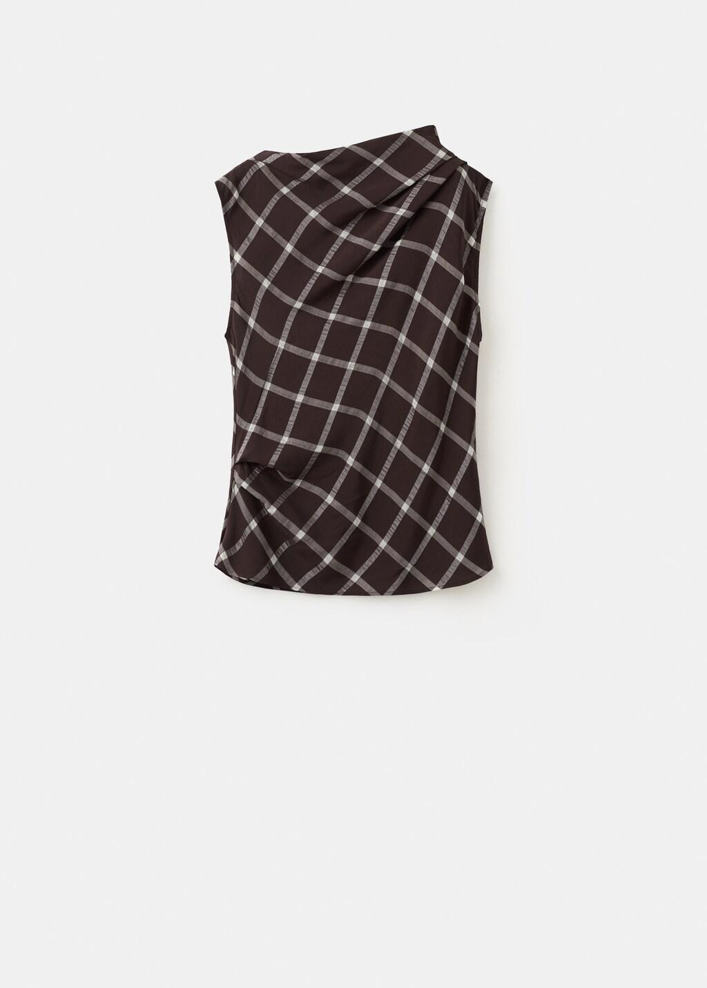 Burgundy Fitted Top With Draped Neckline, Dark Red, large image number 7