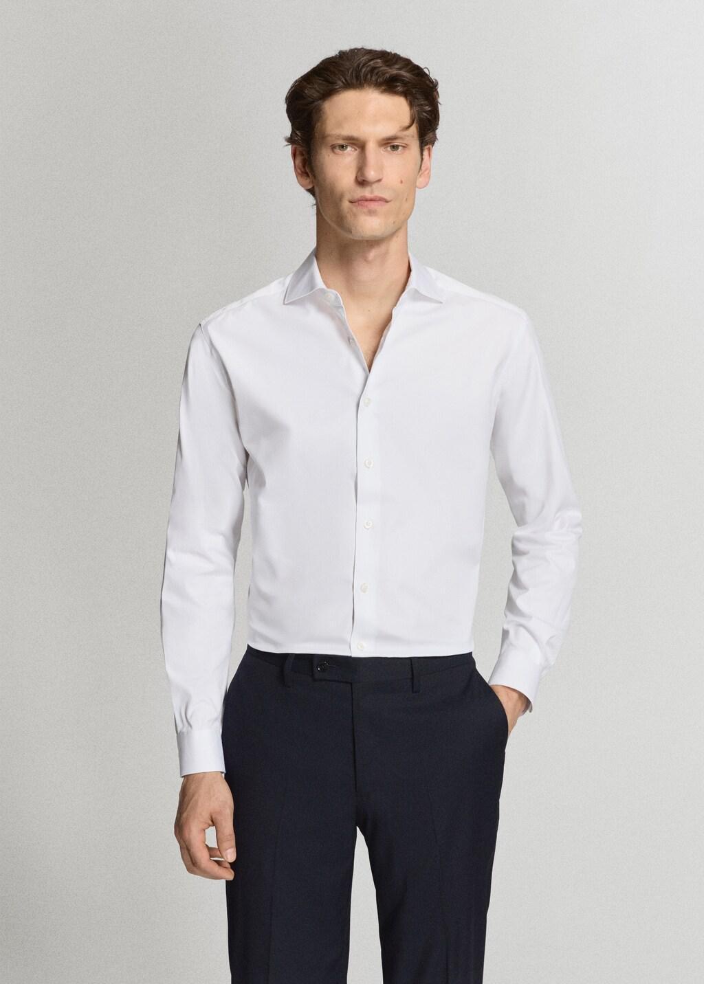 White 100% Cotton Slim Fit Shirt, White, large image number 3