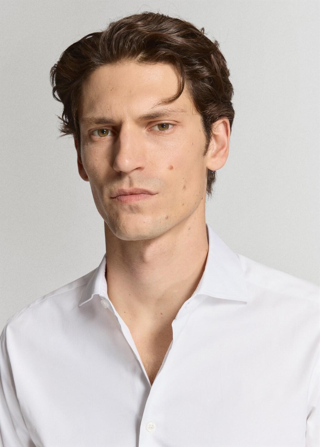 White 100% Cotton Slim Fit Shirt, White, large image number 4