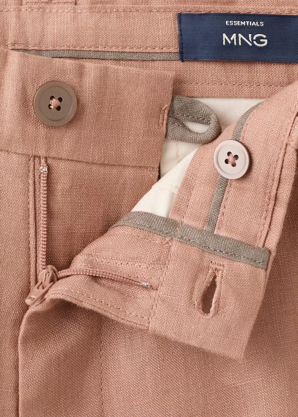 Orange Lt Pastel Slim-Fit 100% Linen Bermuda Shorts, Light-Pastel Orange, large image number 1