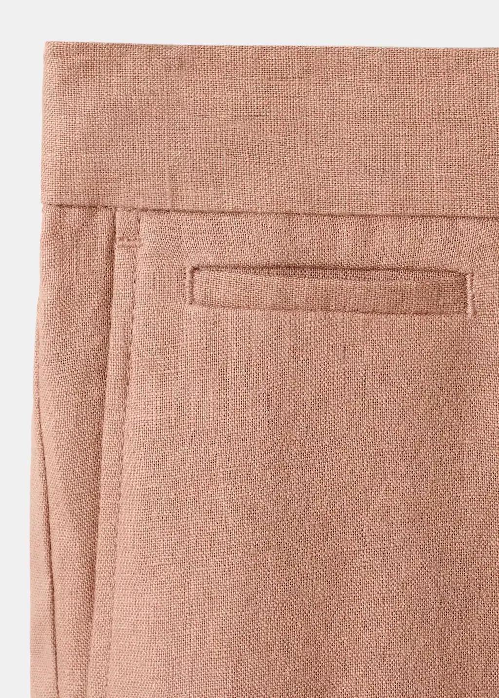 Orange Lt Pastel Slim-Fit 100% Linen Bermuda Shorts, Light-Pastel Orange, large image number 5