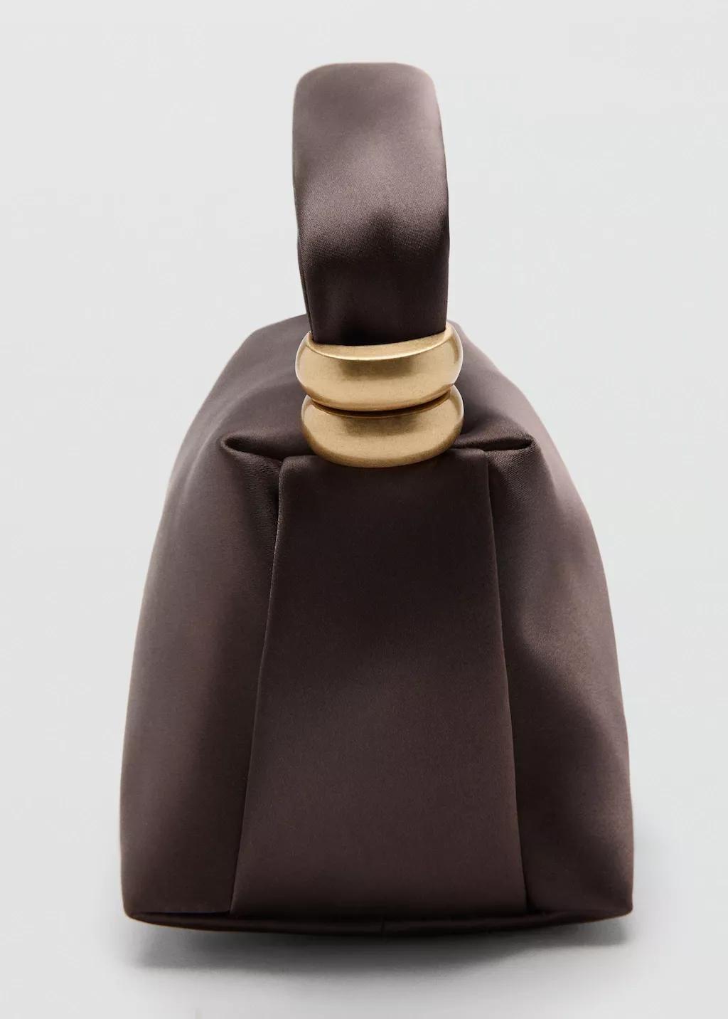 Brown Metallic Detail Handbag, Dark Brown, large image number 1