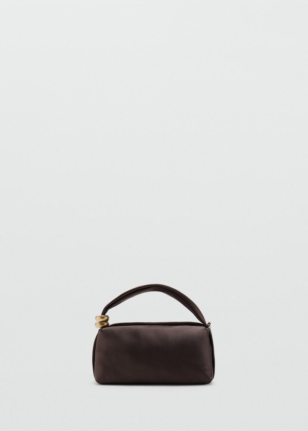 Brown Metallic Detail Handbag, Dark Brown, large image number 3