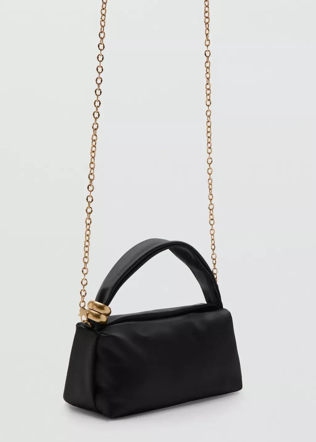 Black Metallic Detail Handbag, Black, large image number 1