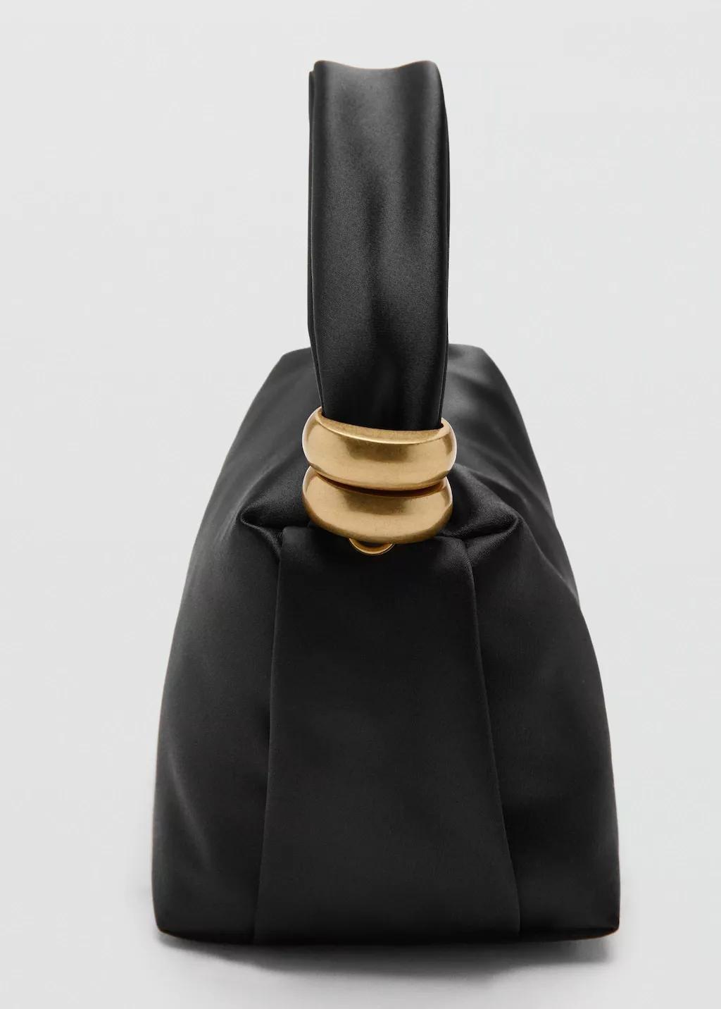 Black Metallic Detail Handbag, Black, large image number 2