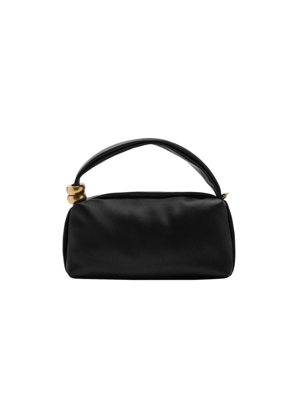 Black Metallic Detail Handbag, Black, large image number 3