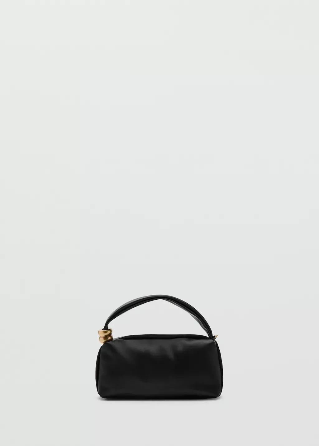 Black Metallic Detail Handbag, Black, large image number 4