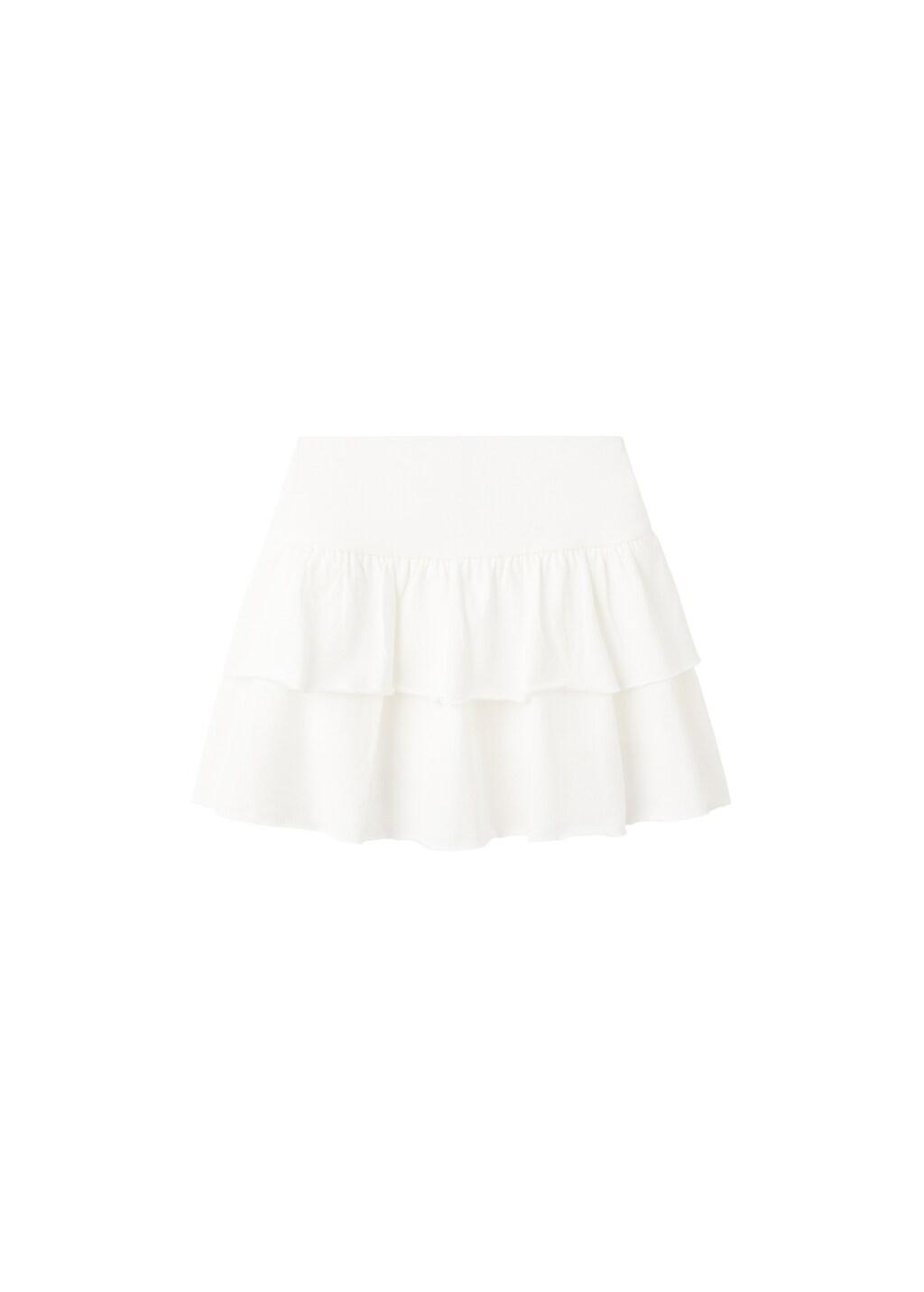 White Ruffled Cotton Skirt, Kids Girl, Natural White, large image number 3