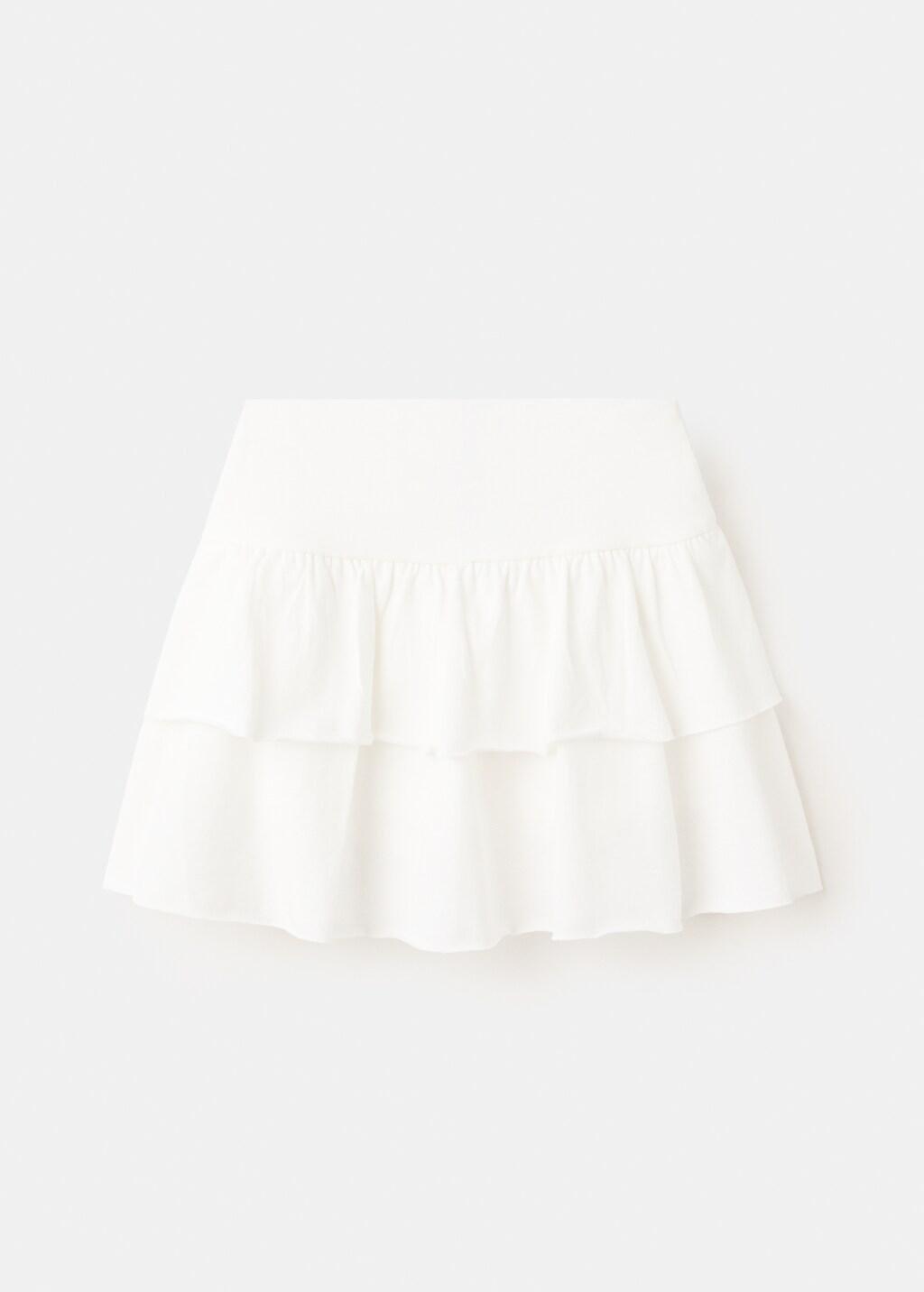 White Ruffled Cotton Skirt, Kids Girl, Natural White, large image number 4