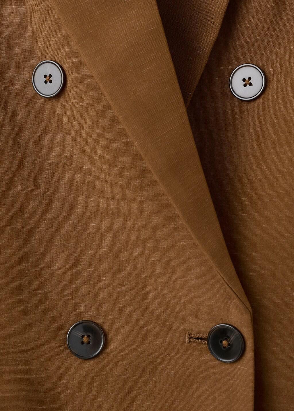 Brown Double-Breasted Linen Suit Jacket, 0201_17, large image number 1