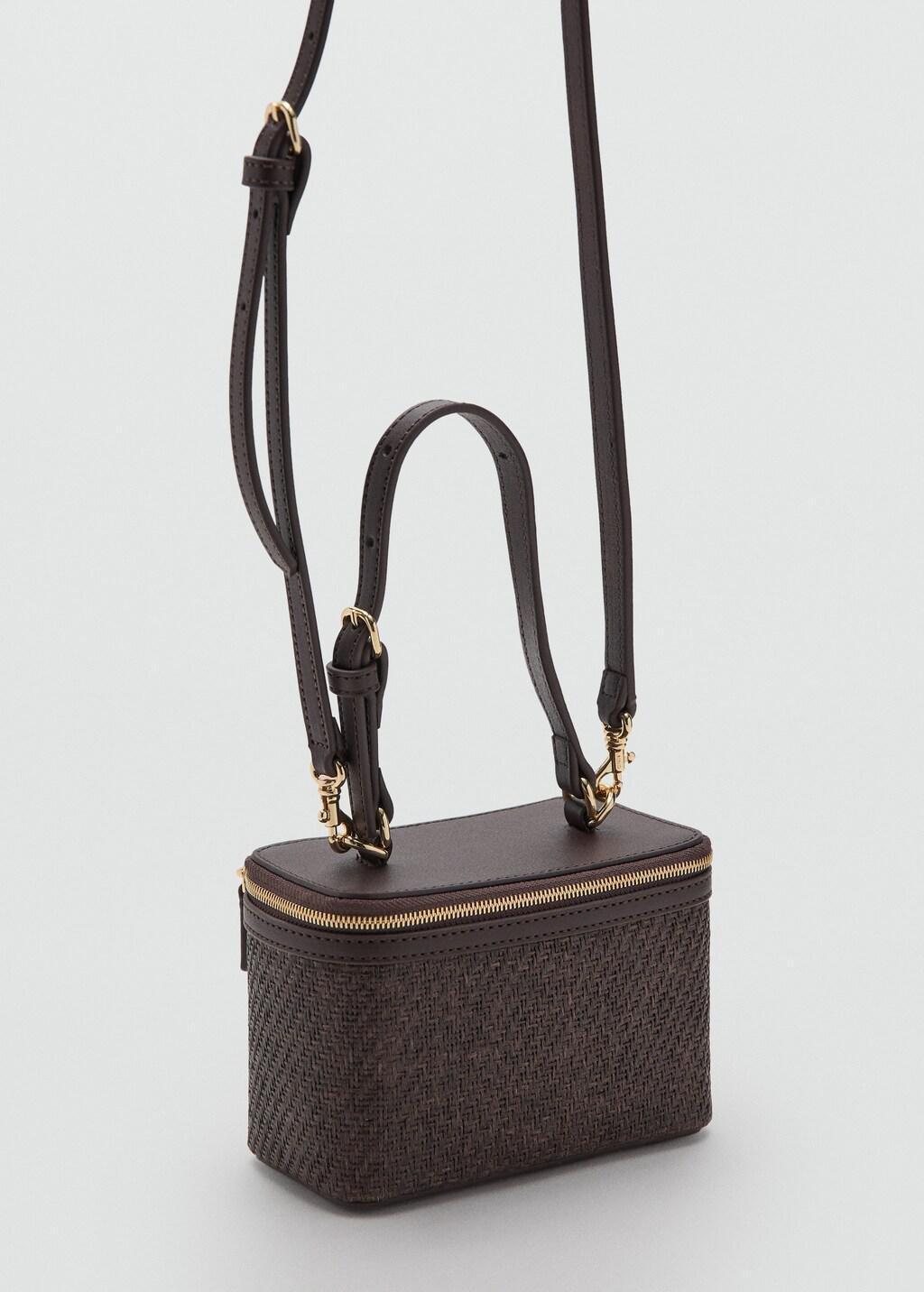Brown Natural Fibre Toiletry Bag With Zip, Dark Brown, large image number 0