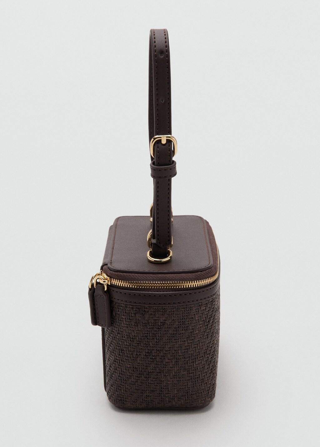 Brown Natural Fibre Toiletry Bag With Zip, Dark Brown, large image number 1