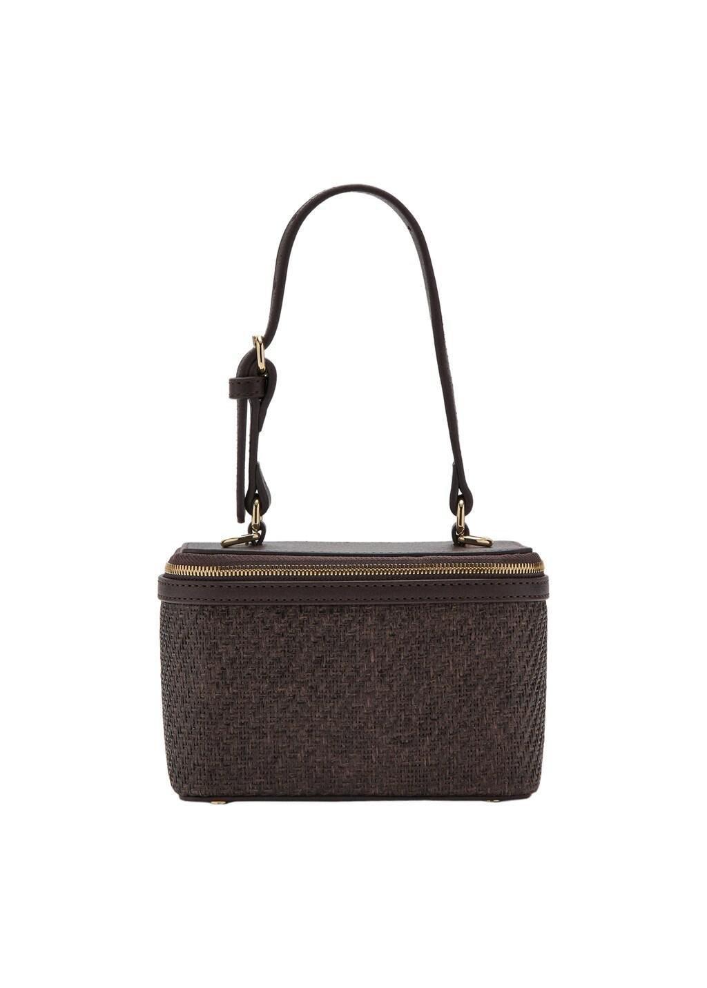Brown Natural Fibre Toiletry Bag With Zip, Dark Brown, large image number 2