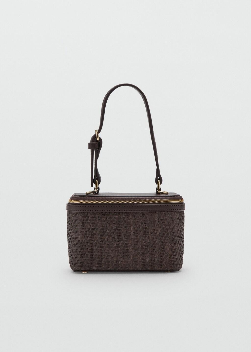 Brown Natural Fibre Toiletry Bag With Zip, Dark Brown, large image number 3