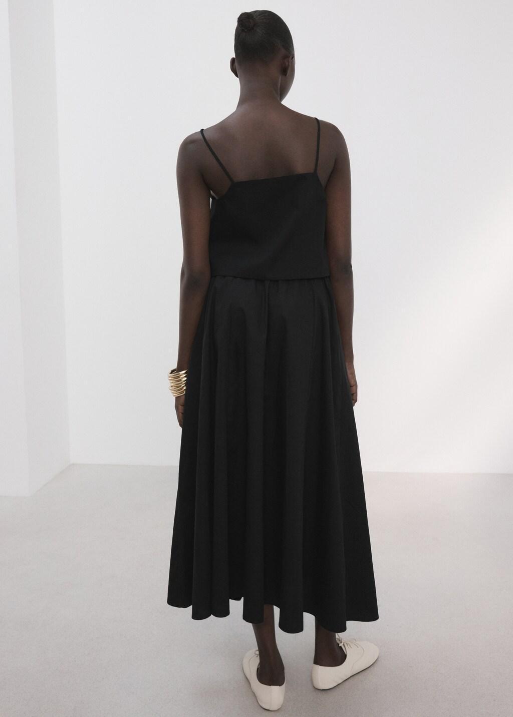 Black Cotton Crop Top, Black, medium