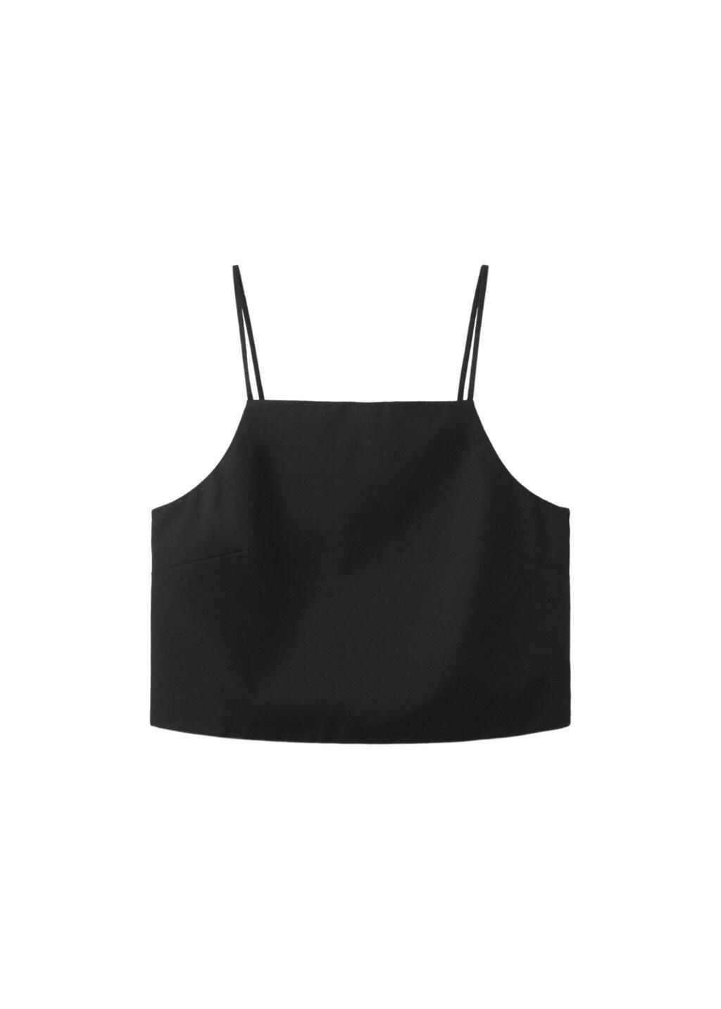 Black Cotton Crop Top, Black, large image number 5