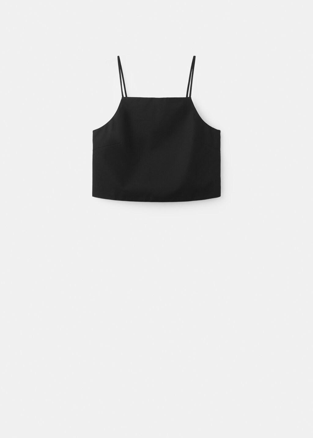 Black Cotton Crop Top, Black, large image number 6