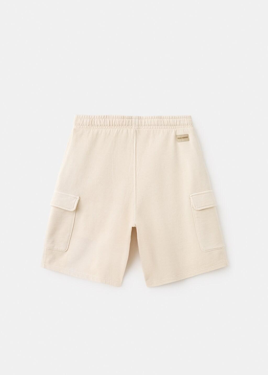 Brown Lt Pastel Drawstring Cargo Bermuda Shorts, Kids Boy, Light Pastel Brown, large image number 1
