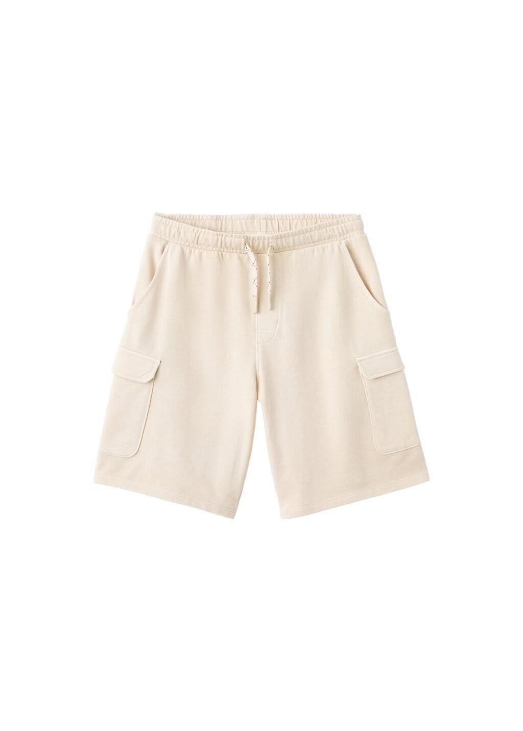 Brown Lt Pastel Drawstring Cargo Bermuda Shorts, Kids Boy, Light Pastel Brown, large image number 3