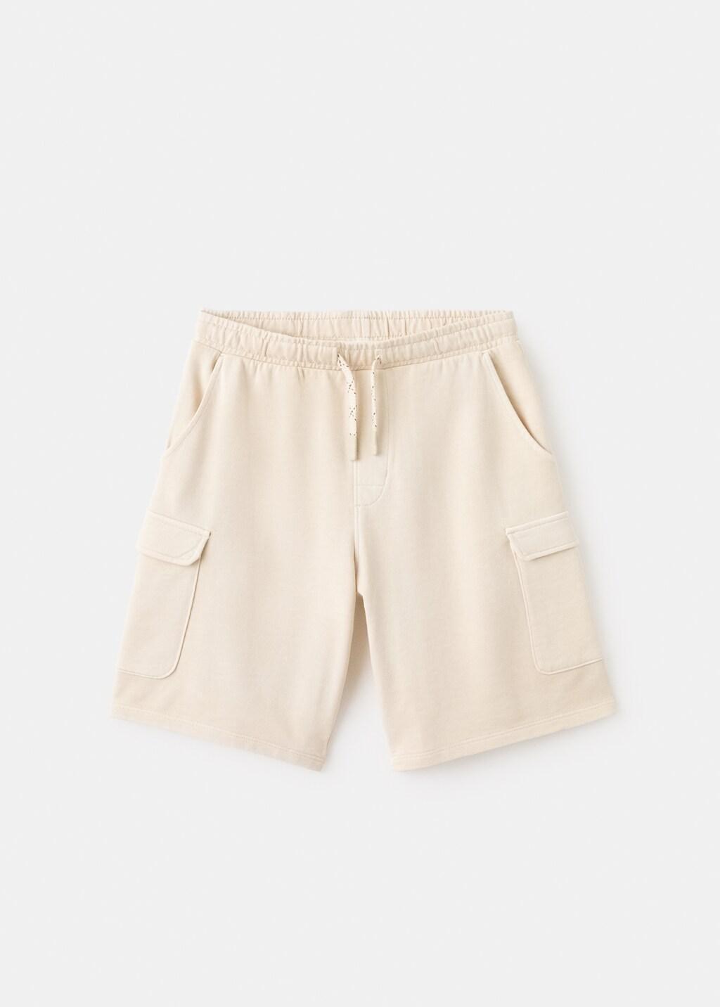 Brown Lt Pastel Drawstring Cargo Bermuda Shorts, Kids Boy, Light Pastel Brown, large image number 4