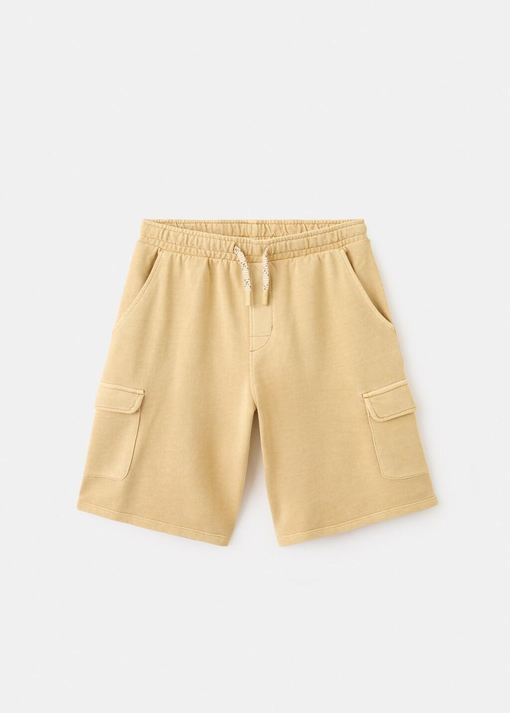 Yellow Drawstring Cargo Bermuda Shorts, Kids Boys, Medium Yellow, large image number 4