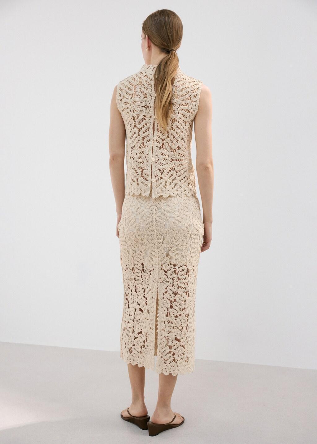 Brown Lt Pastel Openwork Knitted Skirt, 0201_07, large image number 2