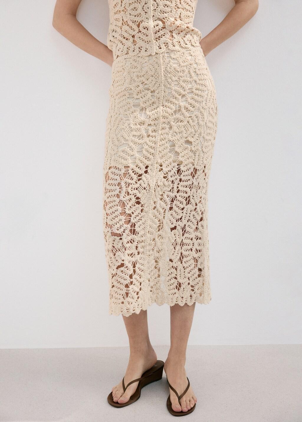 Brown Lt Pastel Openwork Knitted Skirt, 0201_07, large image number 6