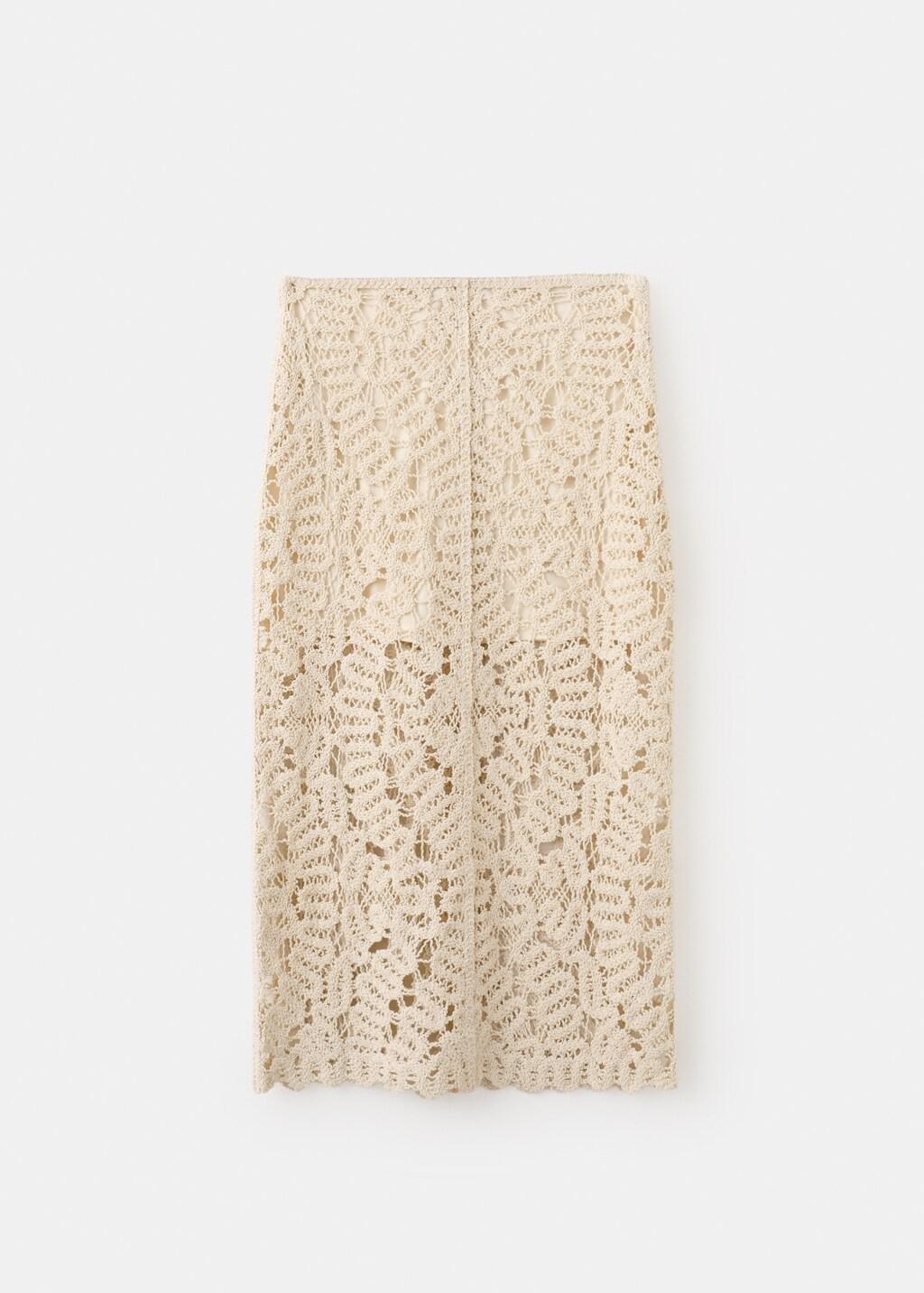 Brown Lt Pastel Openwork Knitted Skirt, 0201_07, large image number 8