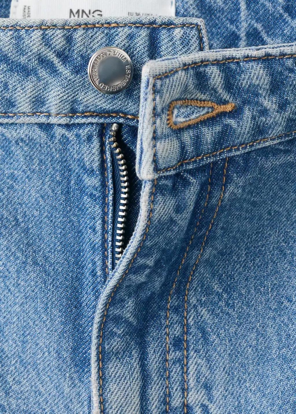 Blue High-Waist Straight-Fit Denim Shorts, Open Blue, large image number 0