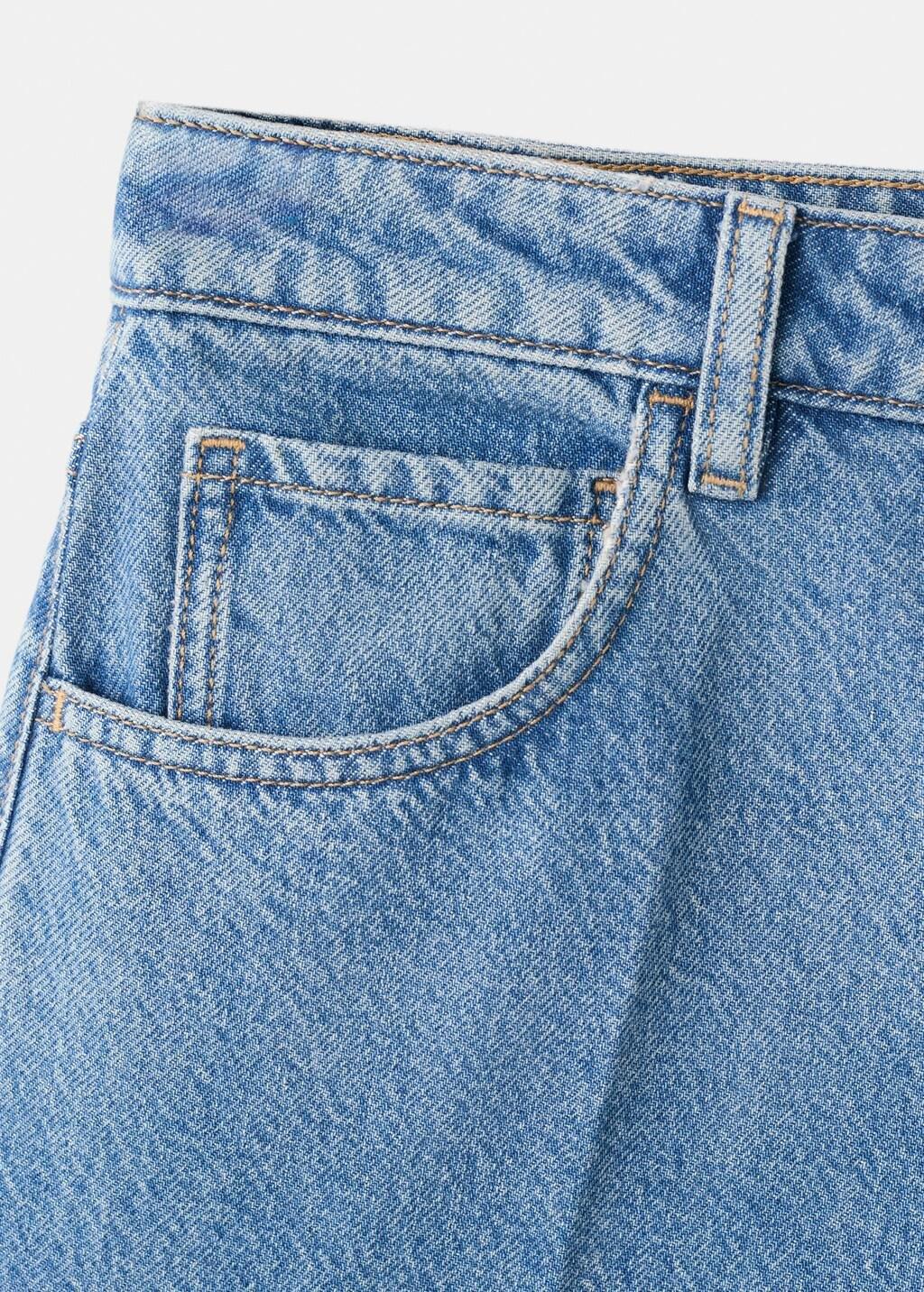 Blue High-Waist Straight-Fit Denim Shorts, Open Blue, large image number 4