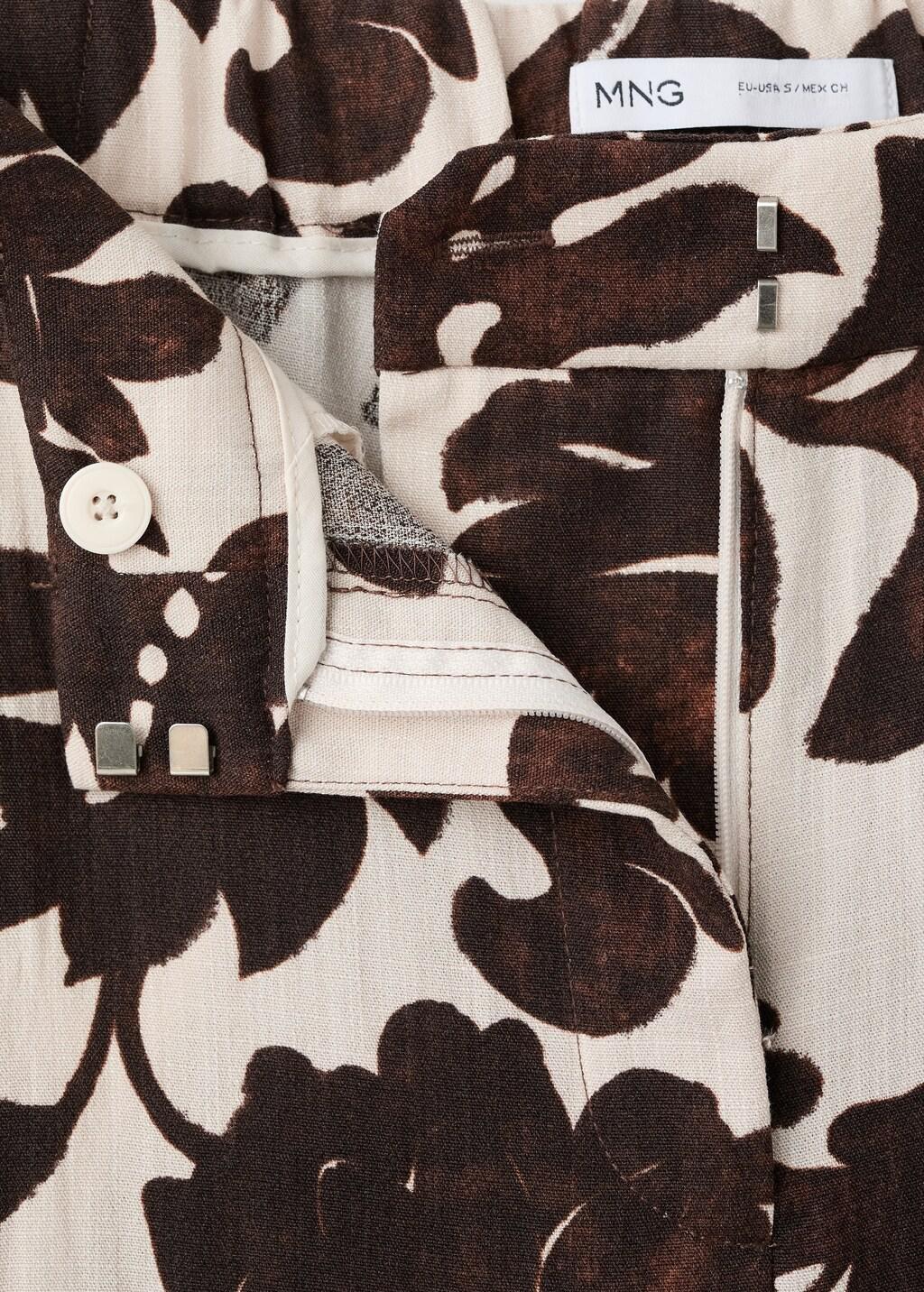 Brown Floral Print Trousers, Brown, medium