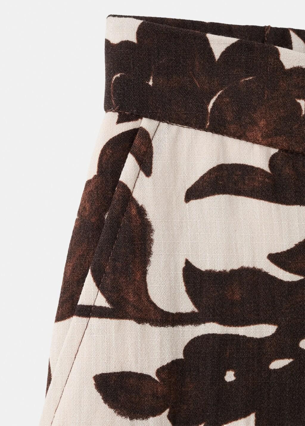 Brown Floral Print Trousers, Brown, large image number 5