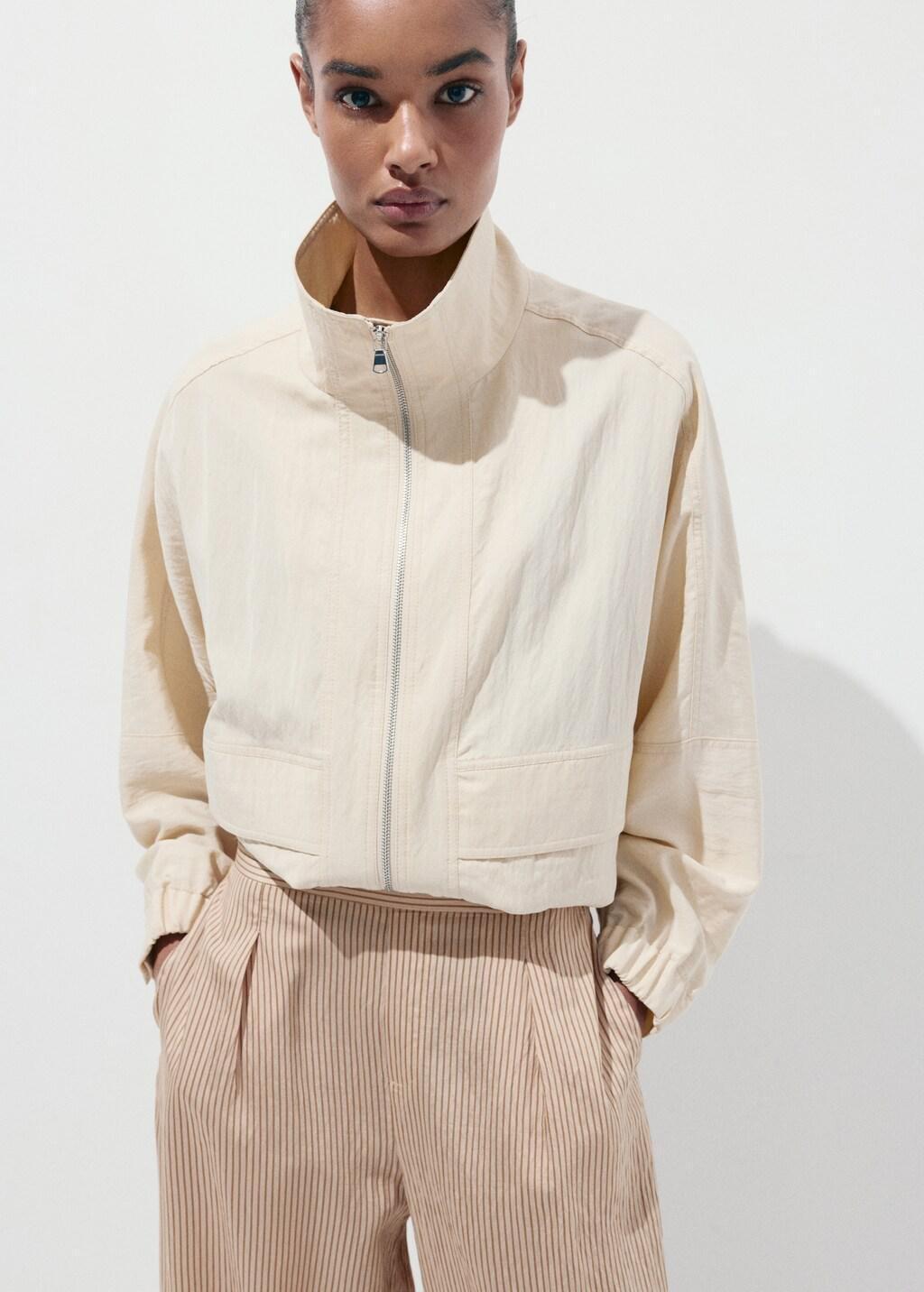 Brown Striped Lyocell Trousers, Brown, large image number 4