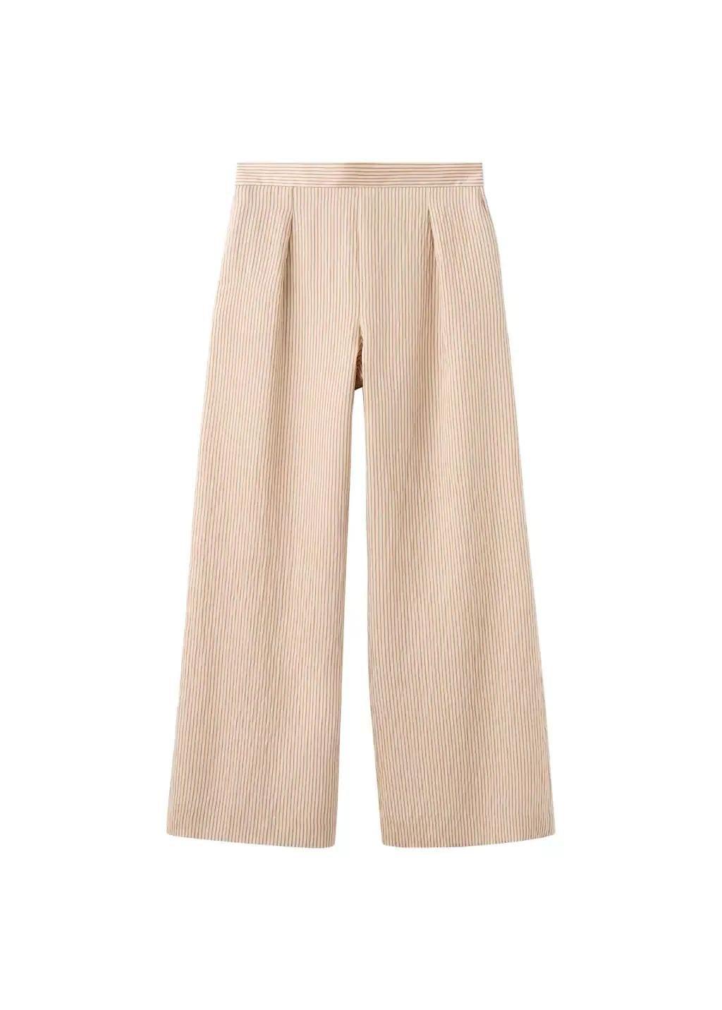 Brown Striped Lyocell Trousers, Brown, large image number 6