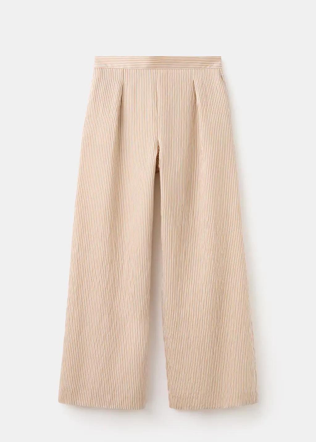 Brown Striped Lyocell Trousers, Brown, large image number 7