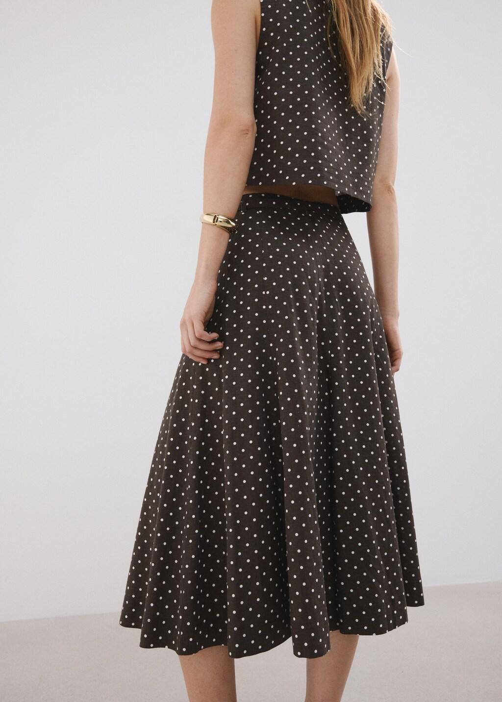 BLACK Linen polka dot skirt, 0201_99, large image number 2