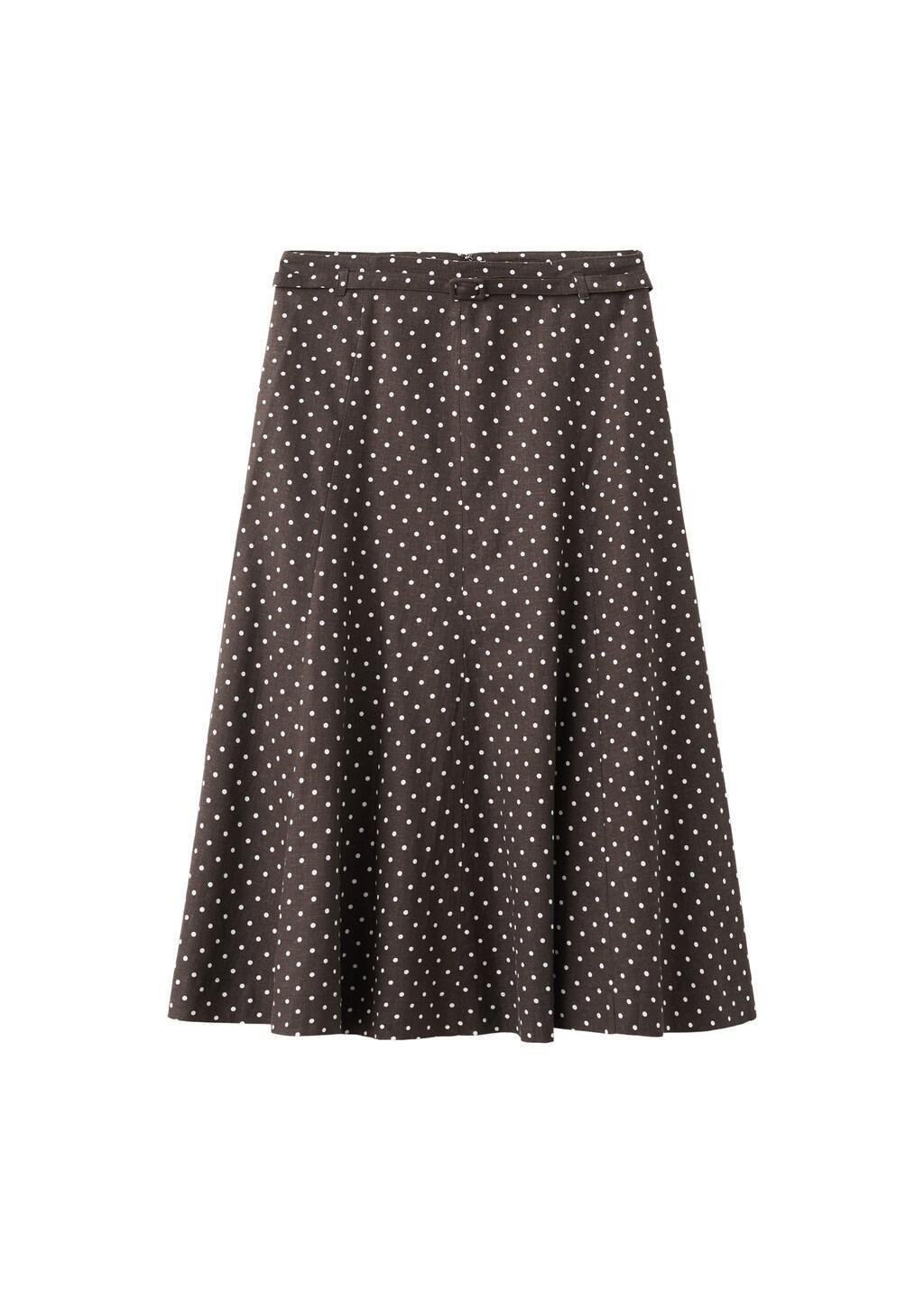 BLACK Linen polka dot skirt, 0201_99, large image number 6
