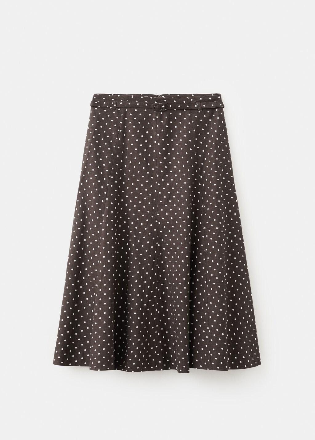 BLACK Linen polka dot skirt, 0201_99, large image number 7