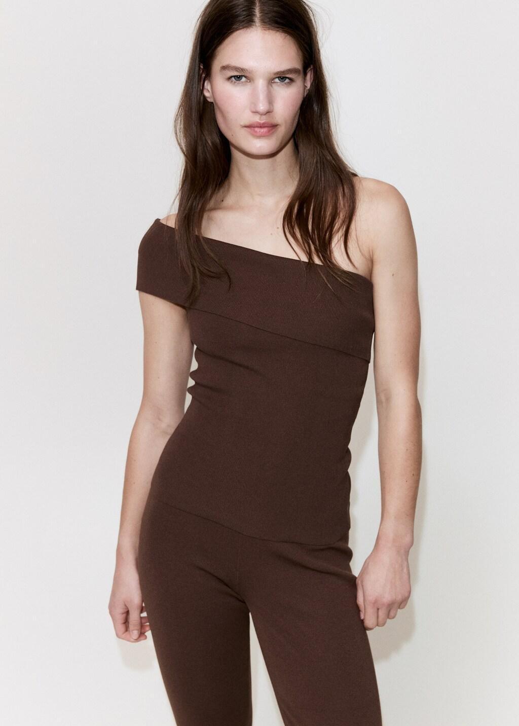 Brown Slit Hem Leggings, Dark Brown, large image number 4