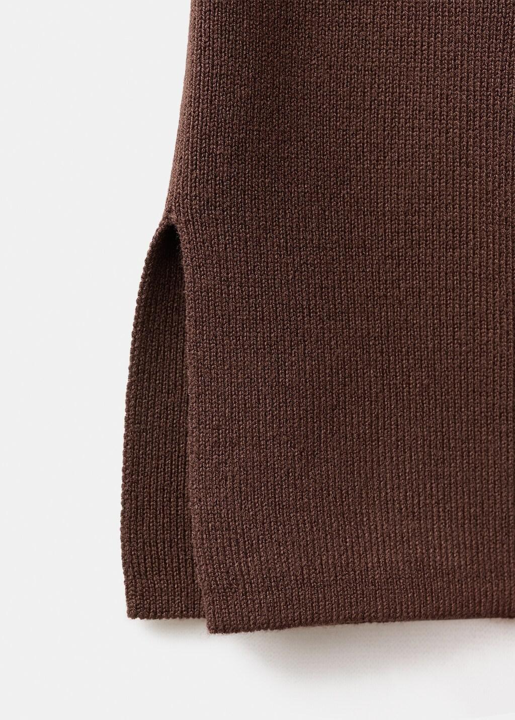 Brown Slit Hem Leggings, Dark Brown, large image number 5