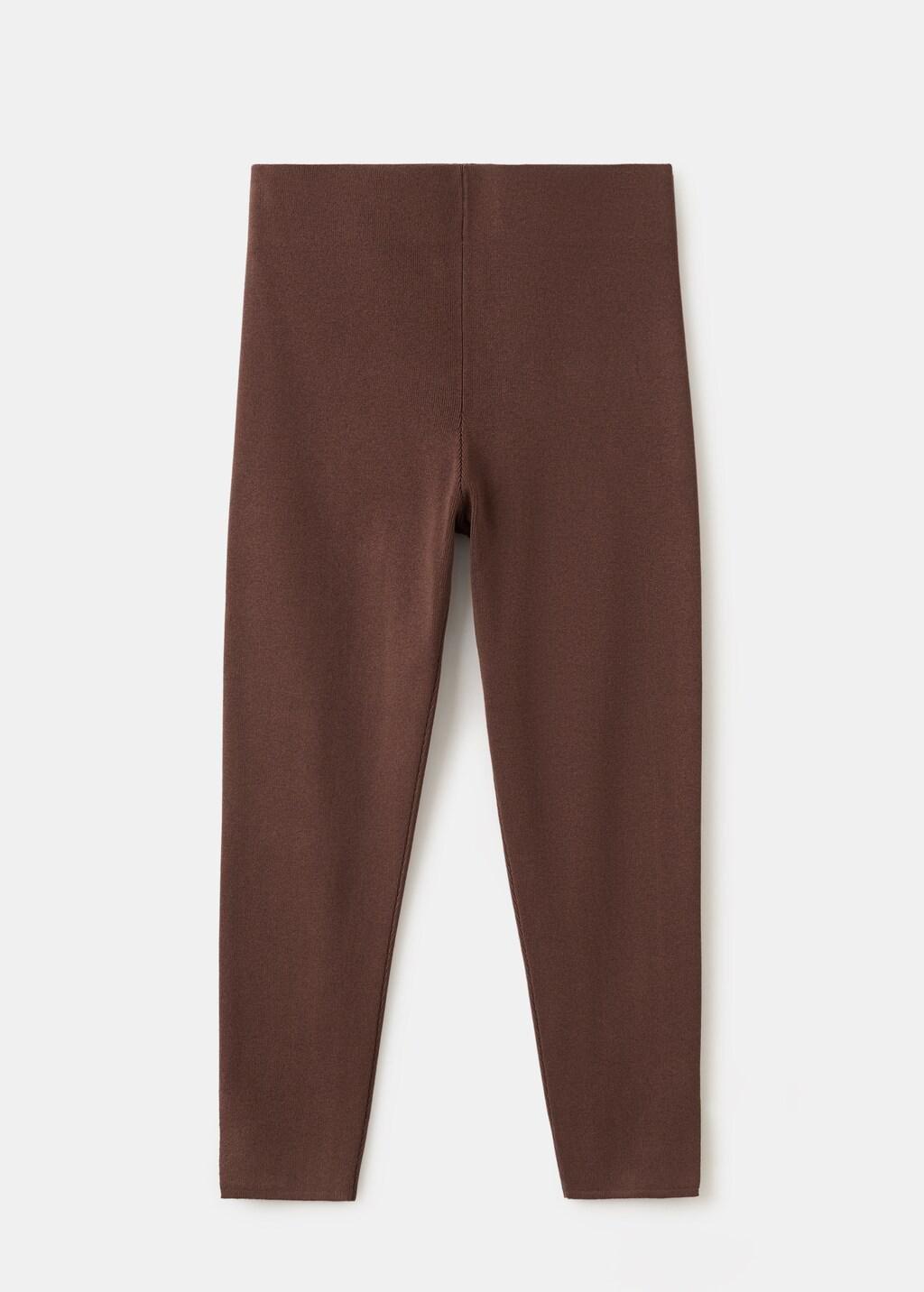 Brown Slit Hem Leggings, Dark Brown, large image number 8