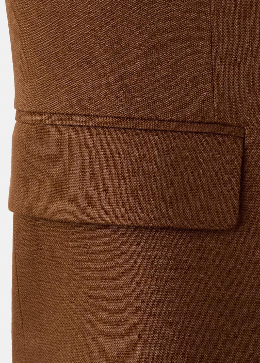 Brown Linen Suit Waistcoat, Brown, large image number 5